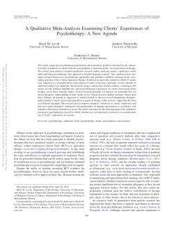 A Qualitative Meta-Analysis Examining Clients` Experiences of