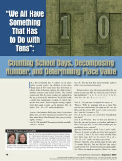 Counting School Days, Decomposing Number, and Determining