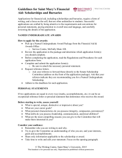 Guidelines for Saint Mary`s Financial Aid: Scholarships and Bursaries