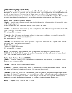 Middle School workouts &ndash; Spring Break. Even though we