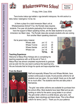 Tena koutou katoa nga kaitiaki o nga tamariki mokopuna. He mihi