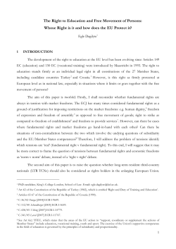 The Right to Education and Free Movement of Persons: Whose