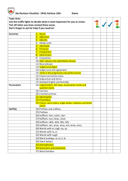 My Revision Checklist: SPAG Achieve 100+ Name Topic Area Use