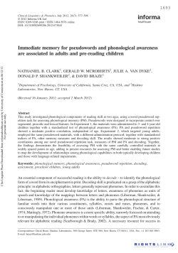 Immediate memory for pseudowords and phonological awareness