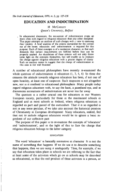 EDUCATION AND INDOCTRINATION