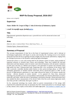 MAP-fis Essay Proposal, 2016-2017
