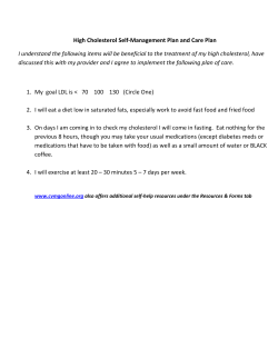 High Cholesterol Self-Management Plan and Care Plan I