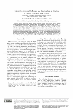Interaction between Cholesterol and Calcium Ions in Solution