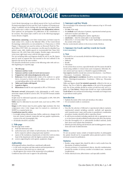Čes-slov Derm, 91, 2016, No. 1, p. 1&ndash;40 2. Summary and Key Words