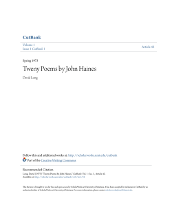 Tweny Poems by John Haines - ScholarWorks @ UMT