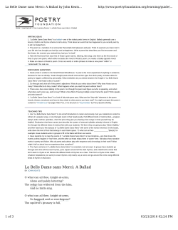 La Belle Dame sans Merci: A Ballad