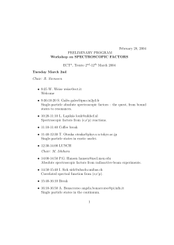 February 28, 2004 PRELIMINARY PROGRAM Workshop on
