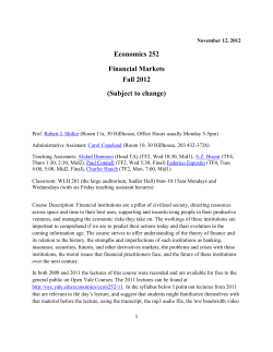 Economics 252 Financial Markets - Yale Economics