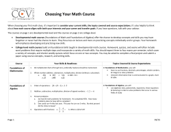 Choosing Your Math Course