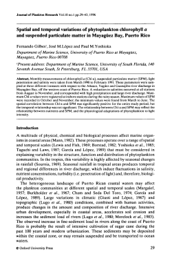 Spatial and temporal variations of phytoplankton chlorophyll a and