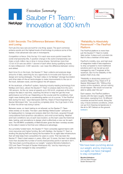 NetApp Executive Summary - Sauber F1 Team: Innovation at 300km/h