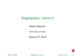 Biogeography. Lecture 6
