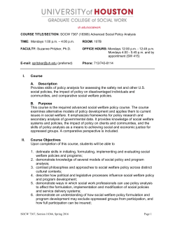 Advanced Social Policy Analysis