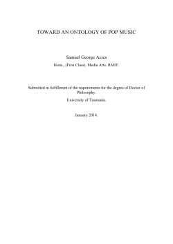 Toward an Ontology of Pop music - UTas ePrints