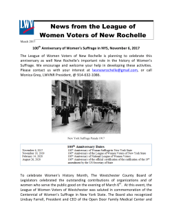 News from the League of Women Voters of New Rochelle