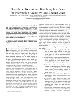 Speech vs. Touch-tone - Carnegie Mellon School of Computer