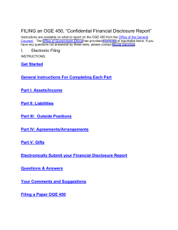 FILING an OGE 450, &ldquo;Confidential Financial Disclosure