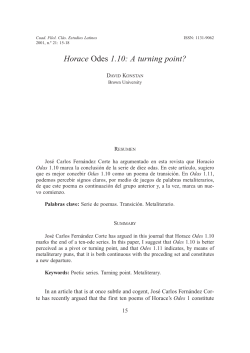 Horace Odes 1.10: A turning point?