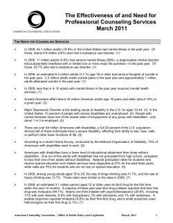 The Effectiveness of and Need for Professional Counseling Services