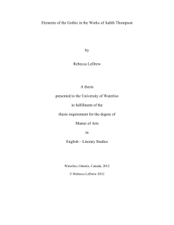 Elements of the Gothic in the Works of Judith Thompson