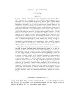Language, Logic, and the Brain R.E. Jennings George Boole (1815