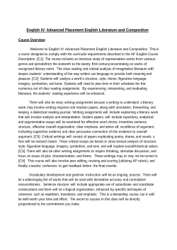 Course Syllabus: Advanced Placement English Literature and Comp
