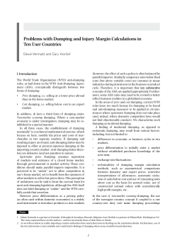 Problems with Dumping and Injury Margin Calculations in