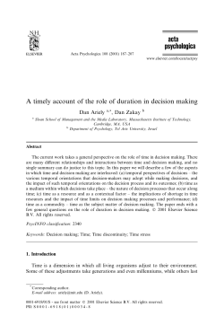 A timely account of the role of duration in decision making