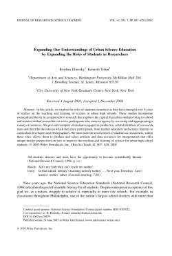 Expanding our understandings of urban science education by