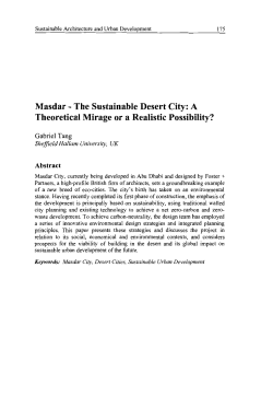 Masdar - The Sustainable Desert City: A Theoretical Mirage or a