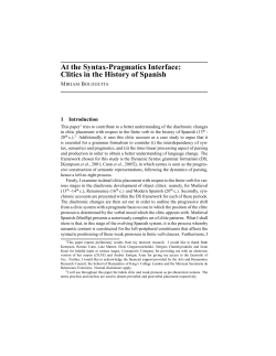 At the Syntax-Pragmatics Interface: Clitics in the History of Spanish