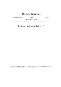 Reading Horizons vol.48 no. 3 - ScholarWorks at WMU