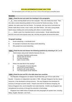 2015-2016 INTERMEDIATE EXAM TASK TYPES READING . TASK 1