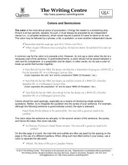 Colons and Semicolons - Student Academic Success Services