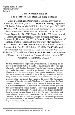 Conservation Status of The Southern Appalachian Herpetofauna