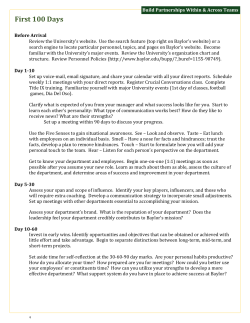 First 100 Days - Baylor University