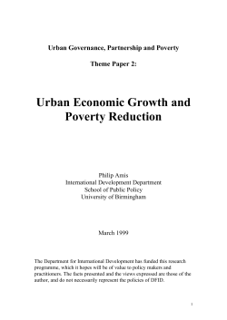 Urban Economic Growth and Poverty Reduction
