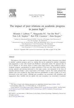 The impact of peer relations on academic progress in junior high