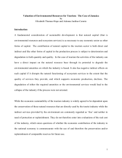 1 Valuation of Environmental Resources for Tourism: The Case of
