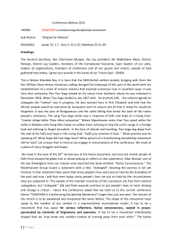 Presiding Bishop Zipho Siwa Conference Address 2015