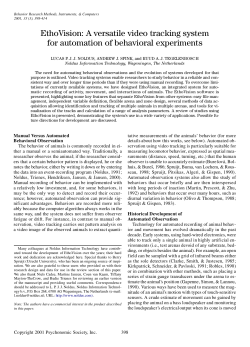 EthoVision: A versatile video tracking system for automation of