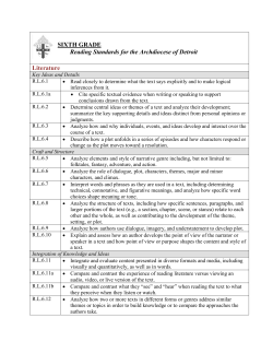 SIXTH GRADE Reading Standards for the Archdiocese of Detroit