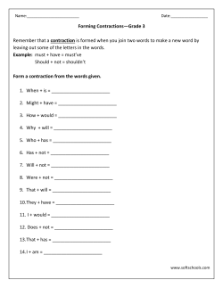 Forming Contractions&mdash;Grade 3 Remember that a