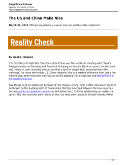 The US and China Make Nice