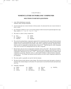 NOMENCLATURE OF INORGANIC COMPOUNDS